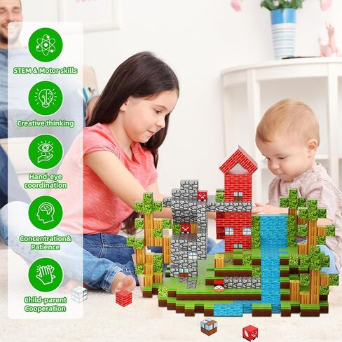 176 PCS Magnetic Blocks for Kids Ages 4-8, STEM Building Toys for 3+ Year Old Boys Girls, Magnetic Tiles Stacking Blocks Educational Preschool Toys Birthday Gifts in Saudi Arabia