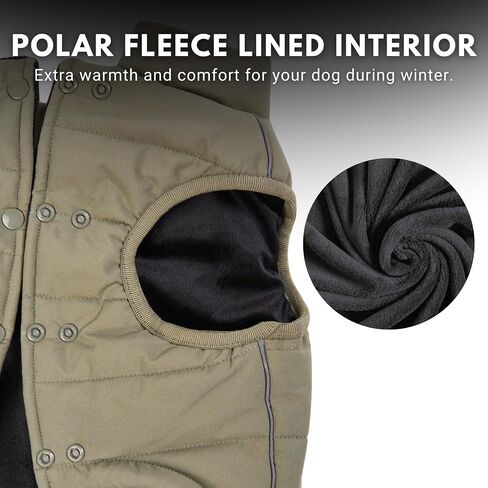 Spark Paws Dog Winter Jacket, Water-Resistant Coat, Warm Reflective Windproof Fleece-Interior, for Medium and Large Dogs - Tan - L in Kuwait