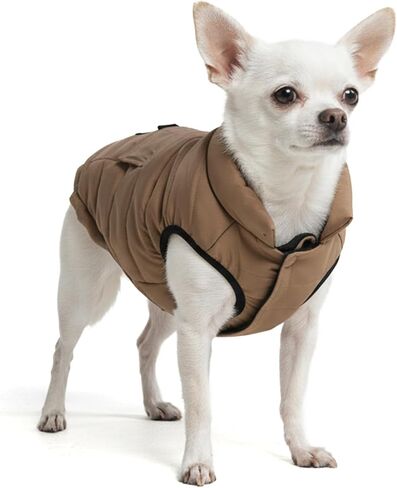 Spark Paws Dog Winter Jacket, Water-Resistant Coat, Warm Reflective Windproof Fleece-Interior, for Medium and Large Dogs - Tan - L in Kuwait