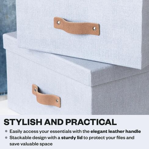 Bigso Ulrika, Set of 2 - Large Storage Box (10.4 x 14.4 x 5.7in) and Small Storage Box (9.8 x 13.4 x 5.5in) - Decorative Storage Boxes With Lids - Memory Box for Keepsakes - Cream in Kuwait