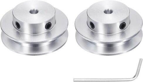 uxcell 2Pcs Single Groove Pulley, 20mm Fixed Bore 60mm Outer Diameter Aluminum Alloy Mechanical Belt Pulley with Hex Wrench for 6mm PU Round Belt in Kuwait