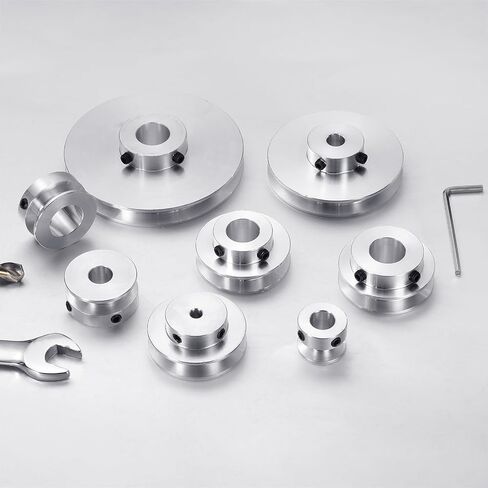 uxcell 2Pcs Single Groove Pulley, 20mm Fixed Bore 60mm Outer Diameter Aluminum Alloy Mechanical Belt Pulley with Hex Wrench for 6mm PU Round Belt in Kuwait