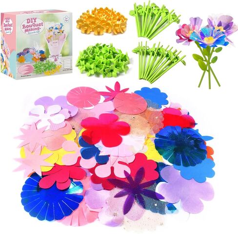 GPPNKC Flower Bouquet Craft Kit DIY Arts and Crafts Toddler Toys Flowers Market Toy Educational Fun DIY Activity Set Birthday Gift for 4 5 6 7 8+ Year Old Girls and Boys in Kuwait