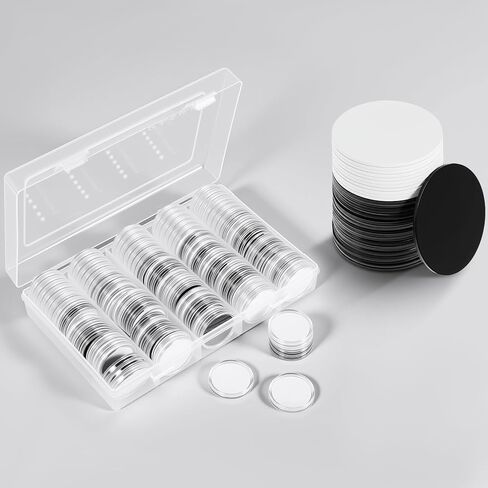 100 Pcs NFC 215 Round Cards with 100 Coin Card Protector Case Programmable 25mm Blank NFC215 Coin Tags Compatible with Most NFC Phones and Devices, with Large Storage Box in Saudi Arabia