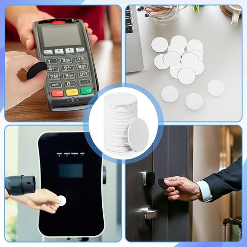 100 Pcs NFC 215 Round Cards with 100 Coin Card Protector Case Programmable 25mm Blank NFC215 Coin Tags Compatible with Most NFC Phones and Devices, with Large Storage Box in Saudi Arabia
