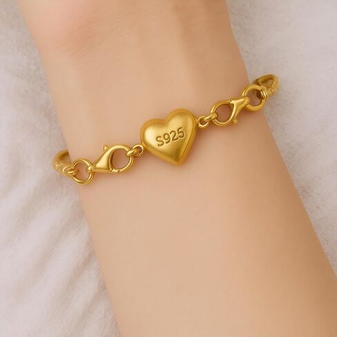 925 Sterling Silver Necklace Chain Extender with Heart Clasp Magnetic Clasp Strong Bracelet Pracelet for Women (Gold & Silver) in Kuwait