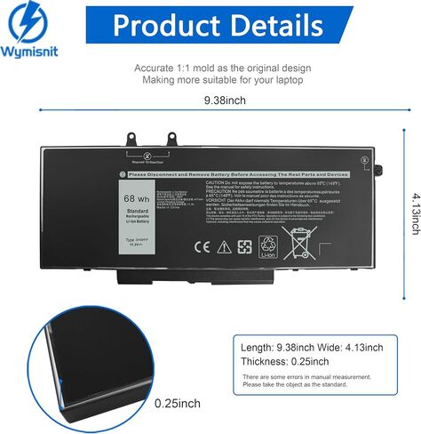 56Wh 33YDH Laptop Battery for Dell Inspiron 17 7000 Series 7779 7778 7786 7773 2-in-1 15 7577 G3 3579 3779 G5 5587 G7 7588 Latitude 13 3380 14 3490 3590 3580 3400 3500 451-BCDM PVHT1 P30E 81PF3 081PF3 in Kuwait