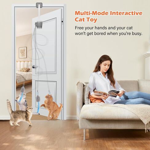 دعابة قطط كهربائية ، تصميم مقطع الباب للحيوانات الأليفة التفاعلية ، قابلة للشحن ، أوضاع مزدوجة - 360 درجة الدوران والقفز غير المنتظم (البرتقالي) in Kuwait