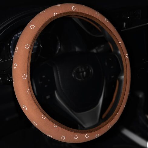Soft Cloth Steering Wheel Cover Cute Black Fabric Car Wheel Covers Breathable Washable Car Accessory Cool in Summer Universal 14.5 15 Inch in Saudi Arabia