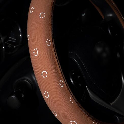 Soft Cloth Steering Wheel Cover Cute Black Fabric Car Wheel Covers Breathable Washable Car Accessory Cool in Summer Universal 14.5 15 Inch in Saudi Arabia