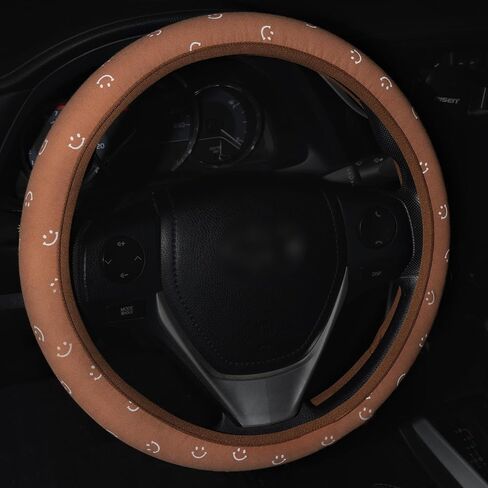Soft Cloth Steering Wheel Cover Cute Black Fabric Car Wheel Covers Breathable Washable Car Accessory Cool in Summer Universal 14.5 15 Inch in Saudi Arabia