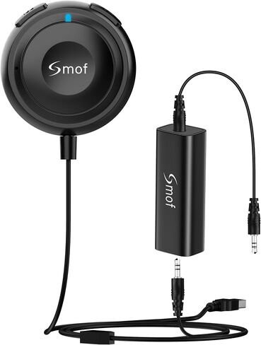 Smof Aux Bluetooth Adapter for Car, BT5.2 Audio Receiver, Hands-Free Calls | Wireless Audio Adapter with Dual Port USB Charger & Ground Loop Noise Isolator, Dual Connection in Kuwait