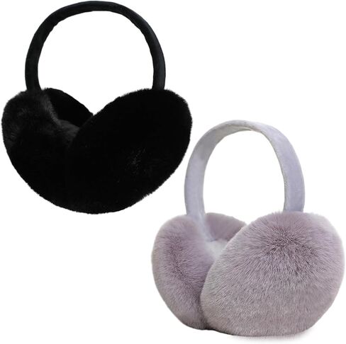 Ear Muffs for Winter Women,Adjustable Ear Warmers, Ear Muffs Black Fluffy Earmuffs, Winter Accessories for Women in Saudi Arabia