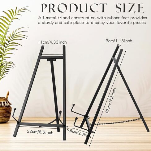 Leinuosen 1 Pcs Metal Easel Stand 16.5" H x 8.7" W x 4.3" D Table Top Easel Stand for Display Tripod Art Picture Mirror Modern Plate Holder for Display Book Photo Wedding Sign (Gold) in Saudi Arabia