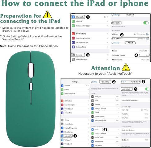 Bluetooth Rechargeable Mouse for HP Envy x360 Laptop Bluetooth Wireless Mouse Designed for Laptop/PC/Mac/iPad pro/Computer/Tablet/Android RGB LED Silver in Kuwait