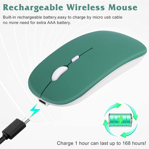 Bluetooth Rechargeable Mouse for HP Envy x360 Laptop Bluetooth Wireless Mouse Designed for Laptop/PC/Mac/iPad pro/Computer/Tablet/Android RGB LED Silver in Kuwait