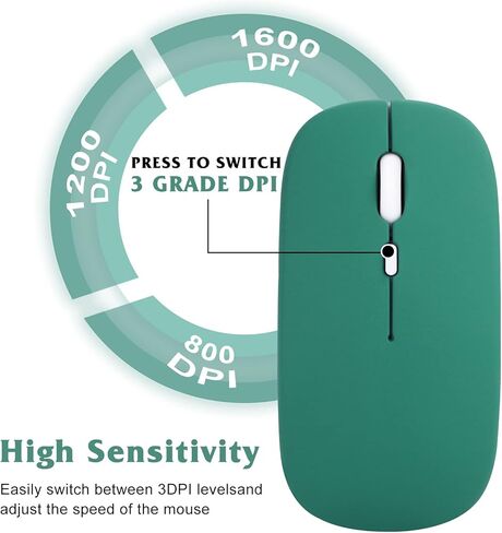 Bluetooth Rechargeable Mouse for HP Envy x360 Laptop Bluetooth Wireless Mouse Designed for Laptop/PC/Mac/iPad pro/Computer/Tablet/Android RGB LED Silver in Kuwait