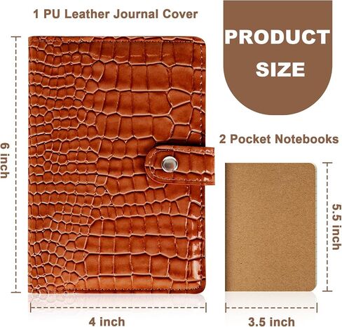 Faux Leather Journal Cover for 3.5" x 5.5" Pocket Size Notebook with Pen Holder 2 Pcs 160 Pages Hardcover Pocket Notebook Pink Vintage PVC Leather Notebook Cover Pocket Travelers Cover for Travel (Pink) in Saudi Arabia