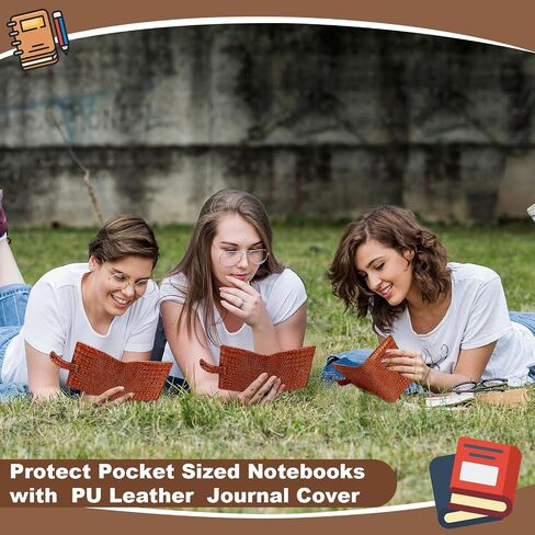 Faux Leather Journal Cover for 3.5" x 5.5" Pocket Size Notebook with Pen Holder 2 Pcs 160 Pages Hardcover Pocket Notebook Pink Vintage PVC Leather Notebook Cover Pocket Travelers Cover for Travel (Pink) in Saudi Arabia