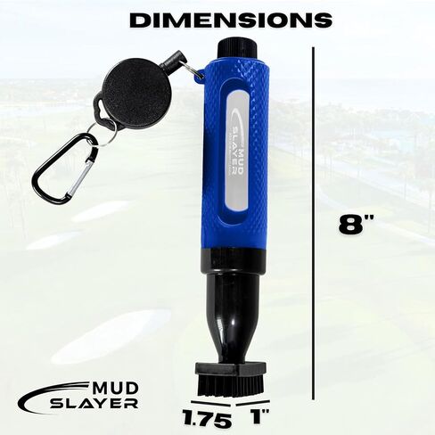 Mud Slayer Golf Club Club Brush with Fine Mist Spray ، نافذة عرض مقاومة للتسرب ومقطع قابل للسحب-رأس Bristle المزدوج ، مقبض مريح-ملحقات الجولف التي يجب أن تكون من أجل الرجال والنساء in Saudi Arabia