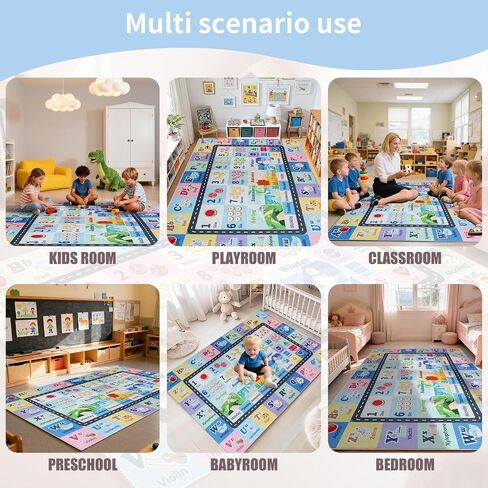 Kids ABC Rug for Room ، alphabet alphabet playmat playmat ، حصيرة طفل قابلة للغسل لغرفة الأطفال ، غرفة اللعب ، غرفة نوم ، أرضية ، حضانة (وردي ، 4'x6 ') in Kuwait