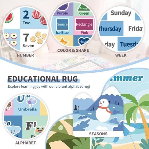 Kids ABC Rug for Room ، alphabet alphabet playmat playmat ، حصيرة طفل قابلة للغسل لغرفة الأطفال ، غرفة اللعب ، غرفة نوم ، أرضية ، حضانة (وردي ، 4'x6 ') in Kuwait