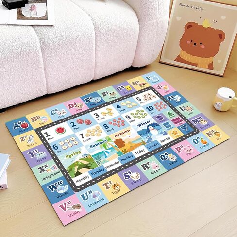 Kids ABC Rug for Room ، alphabet alphabet playmat playmat ، حصيرة طفل قابلة للغسل لغرفة الأطفال ، غرفة اللعب ، غرفة نوم ، أرضية ، حضانة (وردي ، 4'x6 ') in Kuwait
