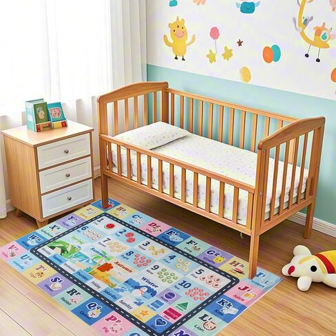 Kids ABC Rug for Room ، alphabet alphabet playmat playmat ، حصيرة طفل قابلة للغسل لغرفة الأطفال ، غرفة اللعب ، غرفة نوم ، أرضية ، حضانة (وردي ، 4'x6 ') in Kuwait