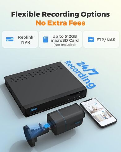 كاميرا أمان REOLINK نظام خارجي 4K، مراقبة IP PoE مع اكتشاف الإنسان/المركبة/الحيوانات الأليفة، 25 إطارًا في الثانية أثناء النهار، رؤية ليلية بالأشعة تحت الحمراء 100F، بطاقة microSD بسعة تصل إلى 256 جيجابايت، RLC-810A، تنبيه الصوت والحركة in Kuwait