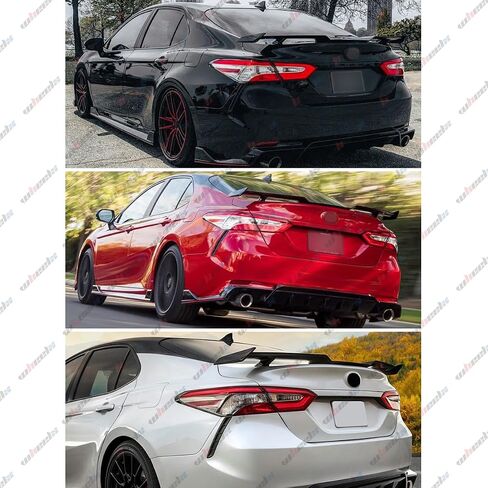 المفسد الخلفي متوافق مع 2018-2024 Honda Accord Civic 2018-2025 Toyota Camry Corolla ، TRD على غرار الجناحين لسيارة سيدان 4 أبواب ، شفة خارجي من ركلة العليا عالية السطح (أسود غير لامع) in Kuwait