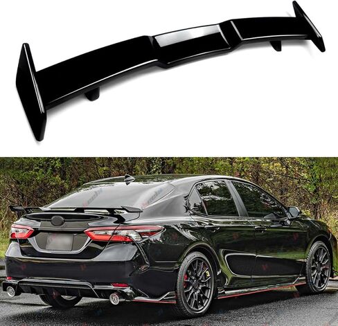 المفسد الخلفي متوافق مع 2018-2024 Honda Accord Civic 2018-2025 Toyota Camry Corolla ، TRD على غرار الجناحين لسيارة سيدان 4 أبواب ، شفة خارجي من ركلة العليا عالية السطح (أسود غير لامع) in Kuwait