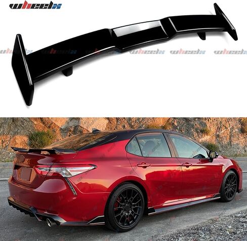 المفسد الخلفي متوافق مع 2018-2024 Honda Accord Civic 2018-2025 Toyota Camry Corolla ، TRD على غرار الجناحين لسيارة سيدان 4 أبواب ، شفة خارجي من ركلة العليا عالية السطح (أسود غير لامع) in Kuwait