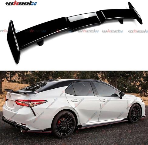 المفسد الخلفي متوافق مع 2018-2024 Honda Accord Civic 2018-2025 Toyota Camry Corolla ، TRD على غرار الجناحين لسيارة سيدان 4 أبواب ، شفة خارجي من ركلة العليا عالية السطح (أسود غير لامع) in Kuwait