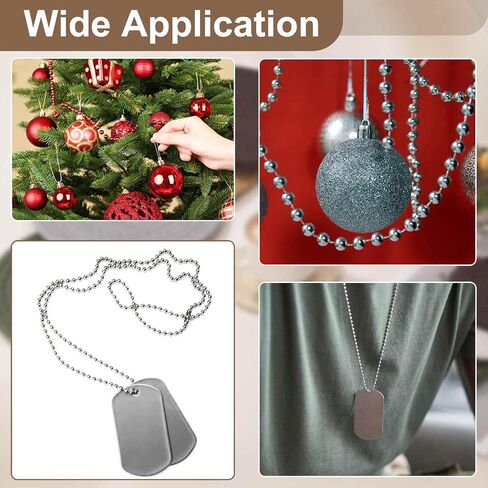 HARFINGTON Stainless Steel Ball Chain 5.0mm 23.6" Length 316L Round Bead Necklace Dog Tag Pull Chains with Connectors Clasps for Men Women Jewelry Making Bracelets Keychain, Silver in Saudi Arabia