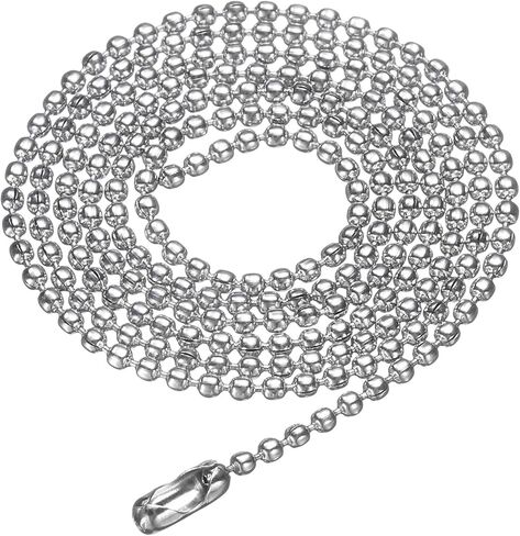 HARFINGTON Stainless Steel Ball Chain 5.0mm 23.6" Length 316L Round Bead Necklace Dog Tag Pull Chains with Connectors Clasps for Men Women Jewelry Making Bracelets Keychain, Silver in Saudi Arabia