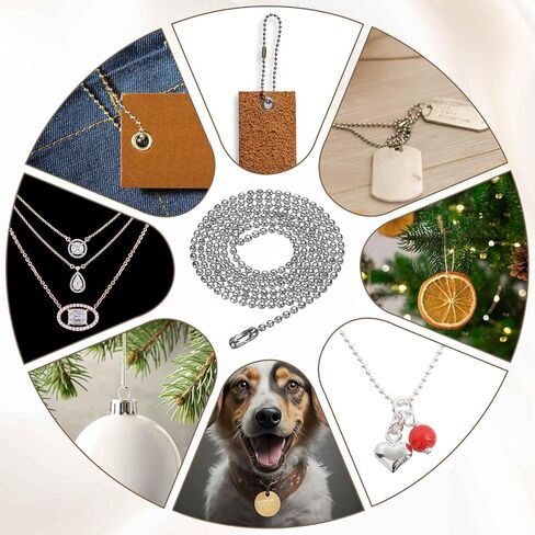 HARFINGTON Stainless Steel Ball Chain 5.0mm 23.6" Length 316L Round Bead Necklace Dog Tag Pull Chains with Connectors Clasps for Men Women Jewelry Making Bracelets Keychain, Silver in Saudi Arabia