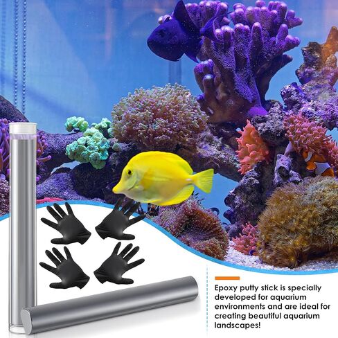 4 Ounce Epoxy Putty with Gloves, Marine Reef Live Rock Coral Putty, Fish Safe Aquarium Glue, Grey Reef Safe Epoxy Stick or Plants Moss, Coral, Stone, Wood Aquascaping, Quick Drying in Kuwait
