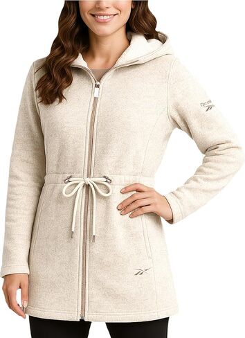 Reebok Womens Jacket - Fleece Lightweight Jackets for Women Sherpa Lined Hood Zip Up Long Womens Sweaters with Pockets in Saudi Arabia