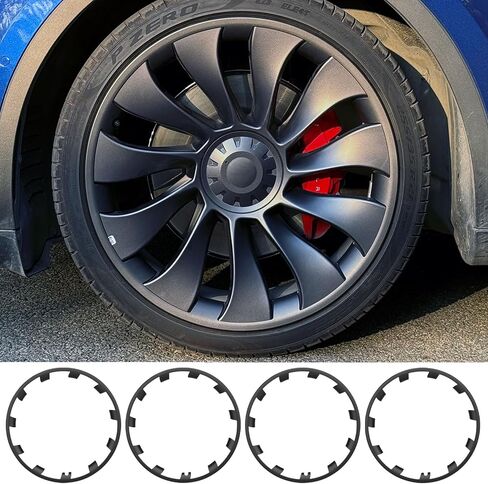 لنموذج Tesla Y 20 بوصة Helix Wheel Rim Protector Hubcaps Helix Wheels Rim Cover Rings Matte Black 4PCS Model Y Accessories in Kuwait