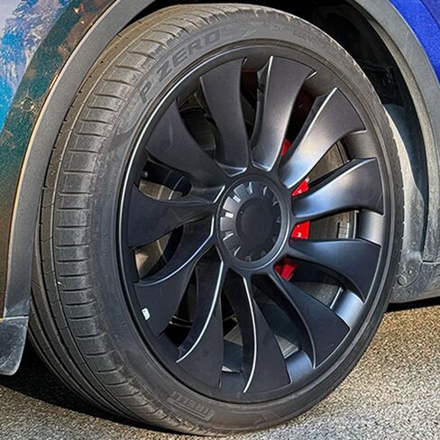 لنموذج Tesla Y 20 بوصة Helix Wheel Rim Protector Hubcaps Helix Wheels Rim Cover Rings Matte Black 4PCS Model Y Accessories in Kuwait
