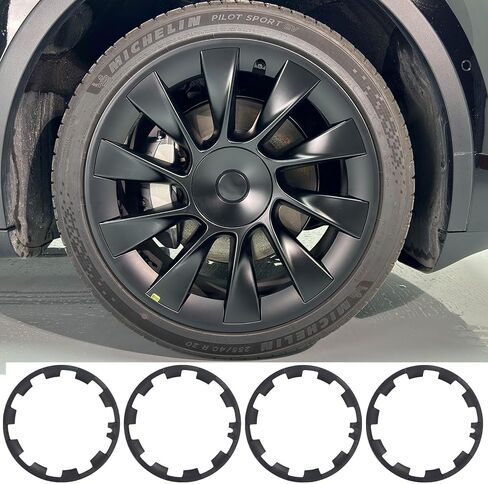 لنموذج Tesla Y 20 بوصة Helix Wheel Rim Protector Hubcaps Helix Wheels Rim Cover Rings Matte Black 4PCS Model Y Accessories in Kuwait