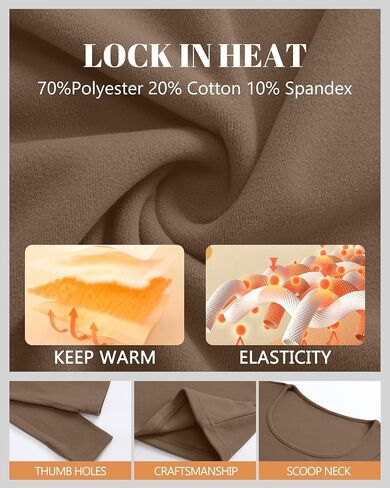 Riyiper 3 Pack Women's Thermal Long Sleeve Shirts, Fleece Scoop Neck Fitted Top Stretchy Thumb Holes Undershirt Baselayer Tee in Saudi Arabia