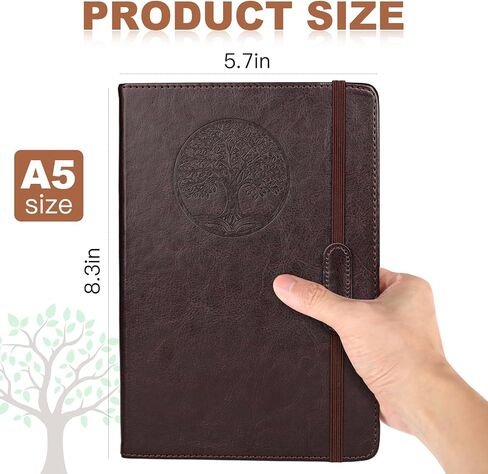 Azureal Journal for Women Men, Lined Journaling Notebooks A5 5.7X 8.3 in, Hardcover Leather Journal Diary 160 Pages, Journals for Writing, Travel, Business, Home & School (Brown) in Kuwait