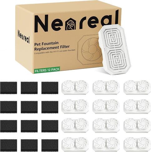 Official 6 Pack Wireless Cat Fountain Replacement Filters & Pre-Filter Sponges for 108oz/3.2 Coldless Stainless Steel Pet Water Fountain in Kuwait