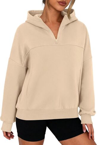 هوديس من Prettygarden Womens اقتصاص Sweece Sweece Sweece 2025 Fall Fashion Quarter Zip Pullover Long Sleeve Tops Winter Clothes in Saudi Arabia