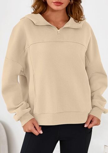 هوديس من Prettygarden Womens اقتصاص Sweece Sweece Sweece 2025 Fall Fashion Quarter Zip Pullover Long Sleeve Tops Winter Clothes in Saudi Arabia