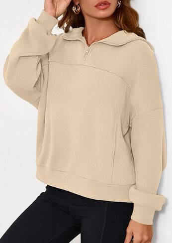 هوديس من Prettygarden Womens اقتصاص Sweece Sweece Sweece 2025 Fall Fashion Quarter Zip Pullover Long Sleeve Tops Winter Clothes in Saudi Arabia