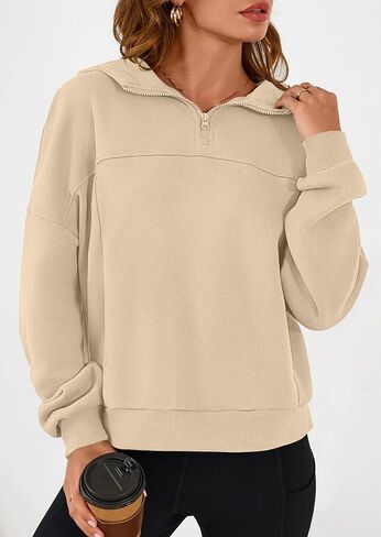 هوديس من Prettygarden Womens اقتصاص Sweece Sweece Sweece 2025 Fall Fashion Quarter Zip Pullover Long Sleeve Tops Winter Clothes in Saudi Arabia
