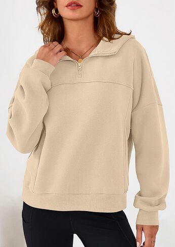 هوديس من Prettygarden Womens اقتصاص Sweece Sweece Sweece 2025 Fall Fashion Quarter Zip Pullover Long Sleeve Tops Winter Clothes in Saudi Arabia