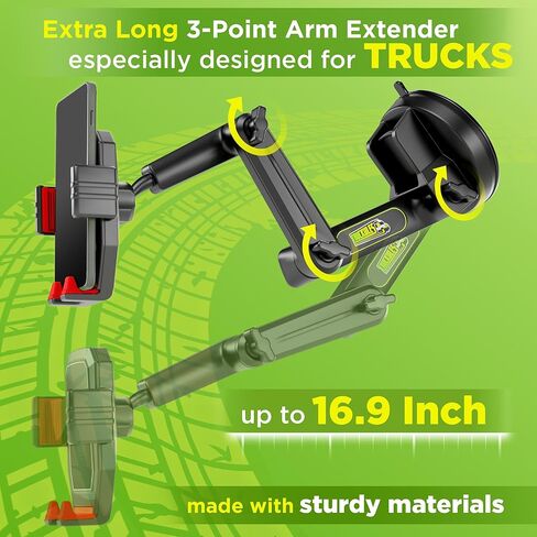 Truck Phone Holder Mount Heavy Duty Super Suction Cup, Cell Phone Holder for Truck Dashboard Windshield 16.9 inch Long Arm & Stable, Compatible with iPhone & Samsung, Gray, Semi Truck in Saudi Arabia
